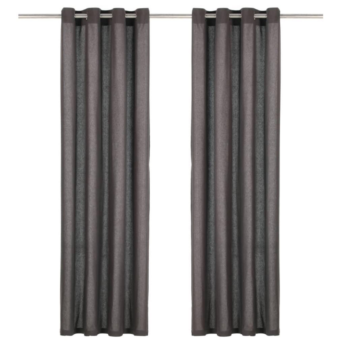 VIDAXL Rideaux avec anneaux en metal 2 pcs Coton 140x245 cm Anthracite