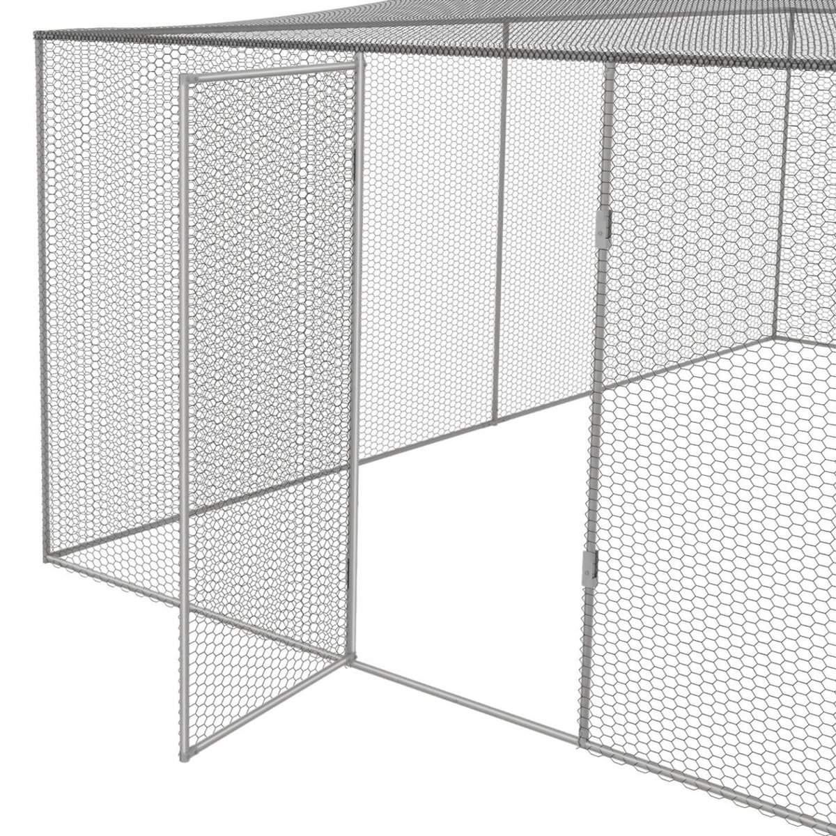 ID MARKET Volière 12m² parc grillagé 3x4 M enclos poulailler pour animaux de basse cour