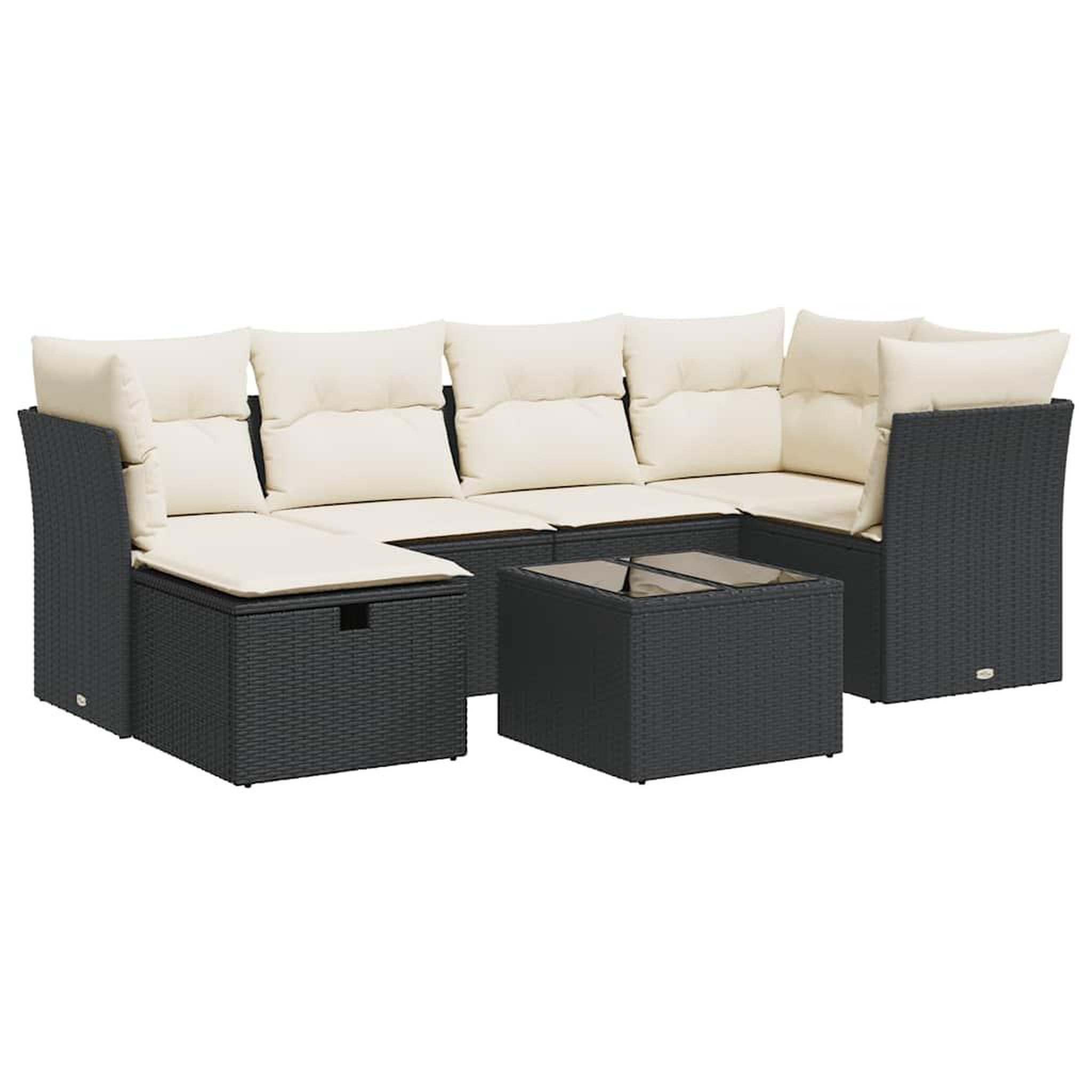 Voir la diapositive 2 : VIDAXL Salon de jardin 7 pcs avec coussins noir resine tressee
