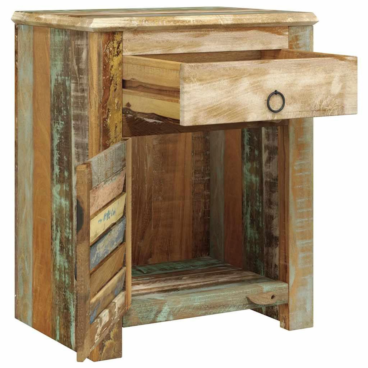 VIDAXL Table de coin avec 1 tiroir et 1 porte Bois de recuperation