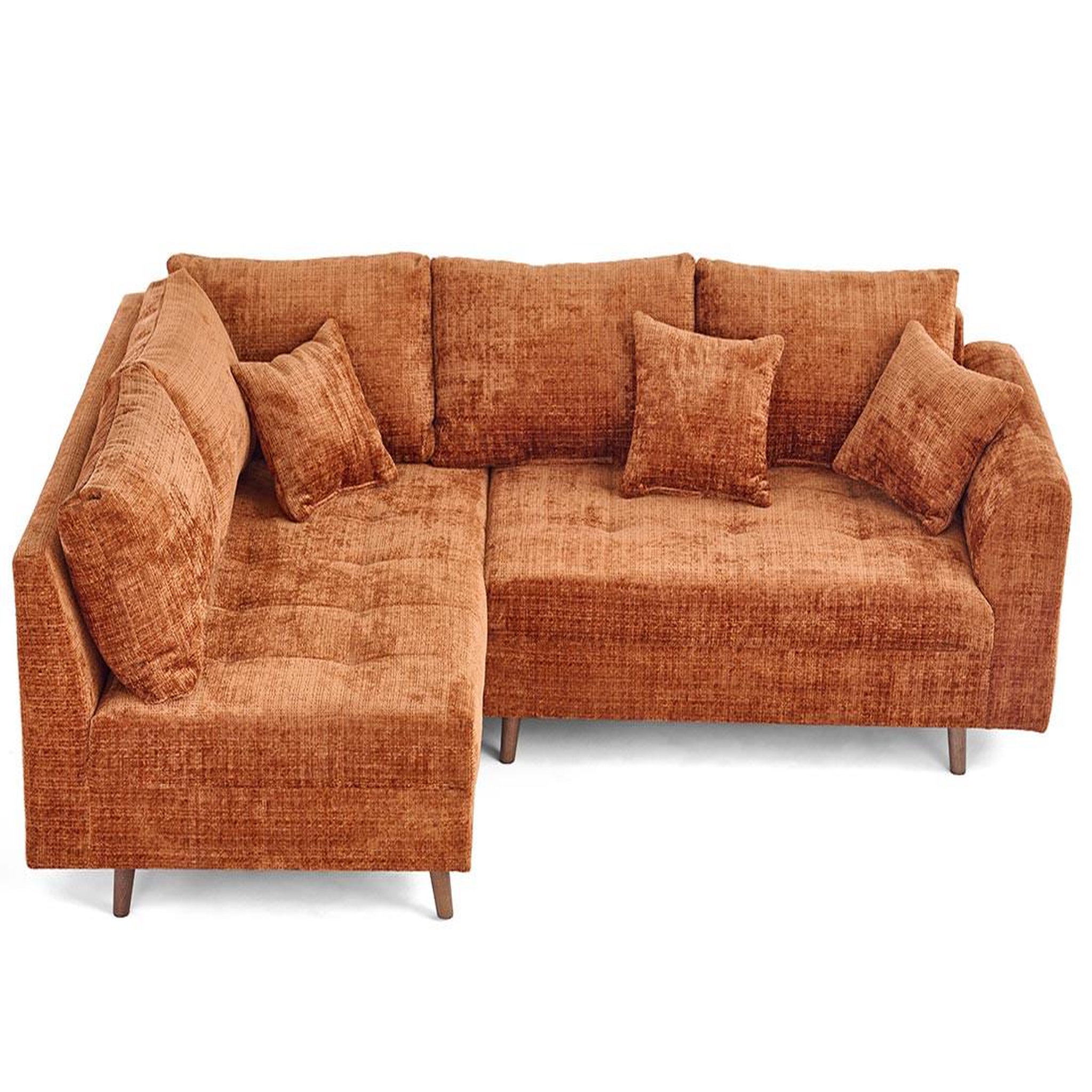 Voir la diapositive 3 : BEST MOBILIER Rune - canapé d'angle gauche 4 places en velours texturé