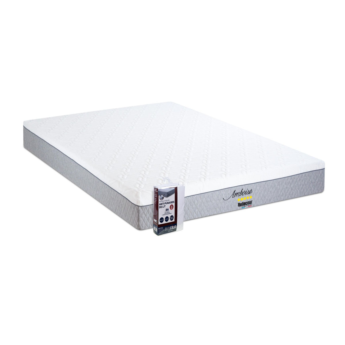 BELLECOUR BELLECOUR LITERIE | Ensemble AMBOISE | Matelas Mémoire de forme + Protège matelas anti punaise