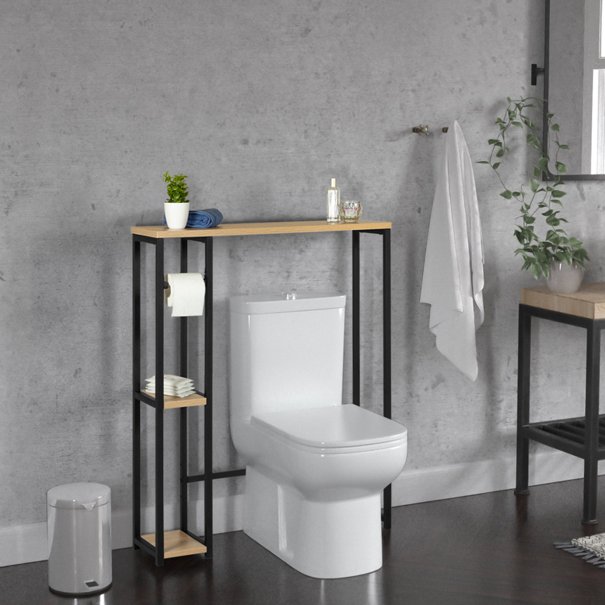 Voir la diapositive 5 : ID MARKET Meuble dessus wc avec placard detroit design industriel