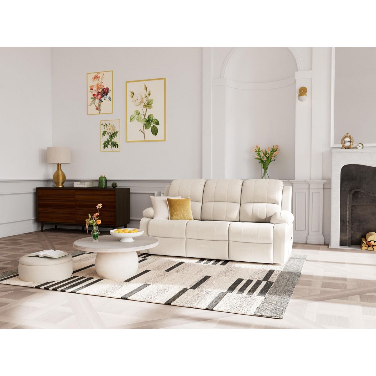 BEST MOBILIER Armand - canapé 3 places relax électrique en velours côtelé