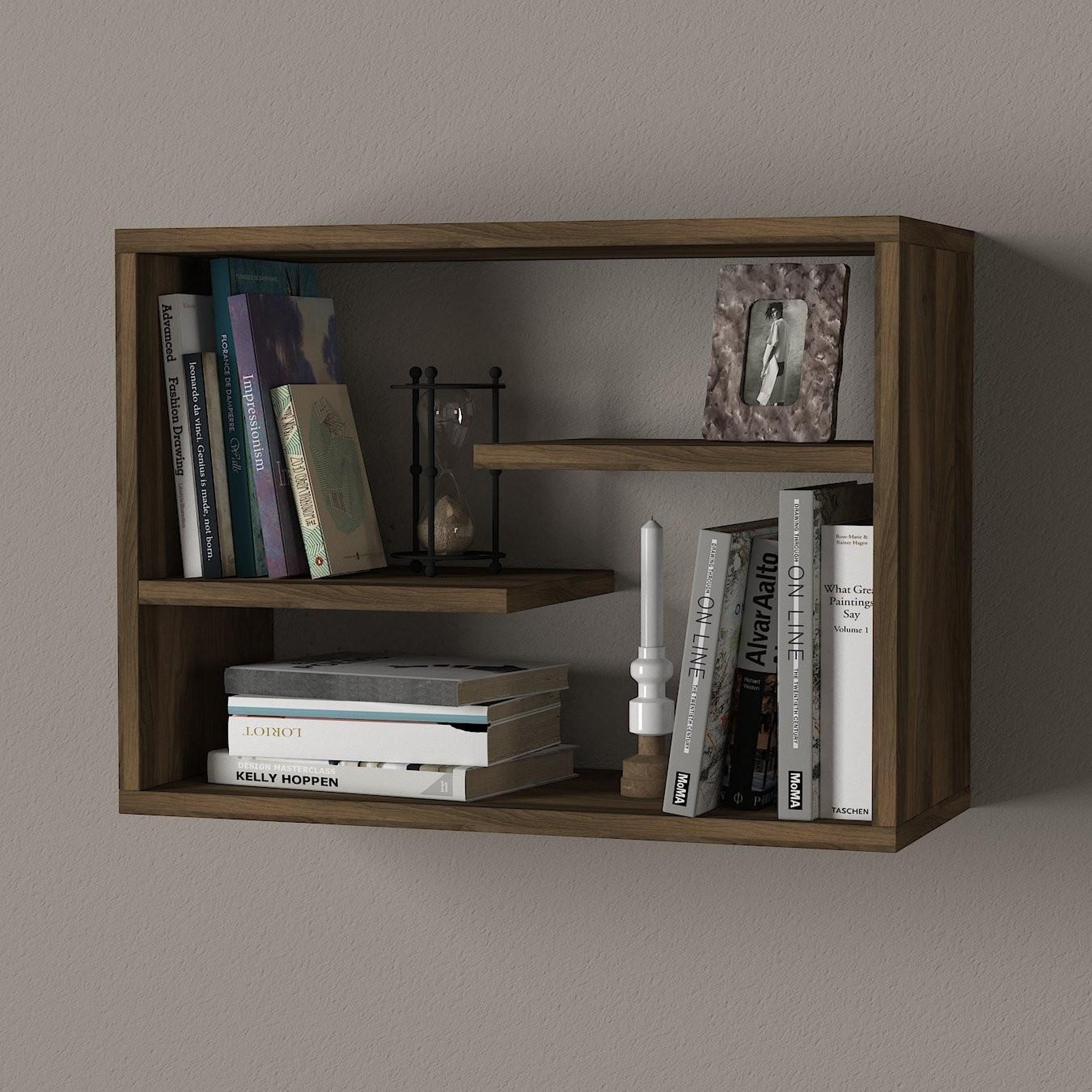 Voir la diapositive 2 : Habitat et Jardin Étagère murale en bois  tino  - 60 x 19 x 44 cm - noyer