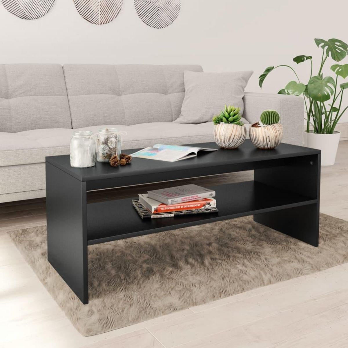VIDAXL Table basse Noir 100x40x40 cm Bois d'ingenierie