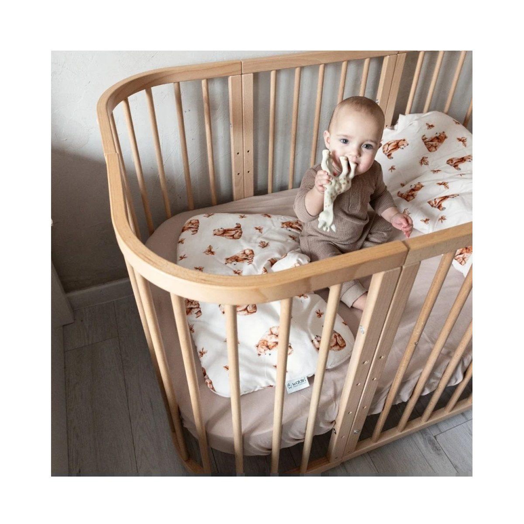 Voir la diapositive 2 : WALDIN Oreiller bébé 60 × 40 cm - motif oursons, blanc