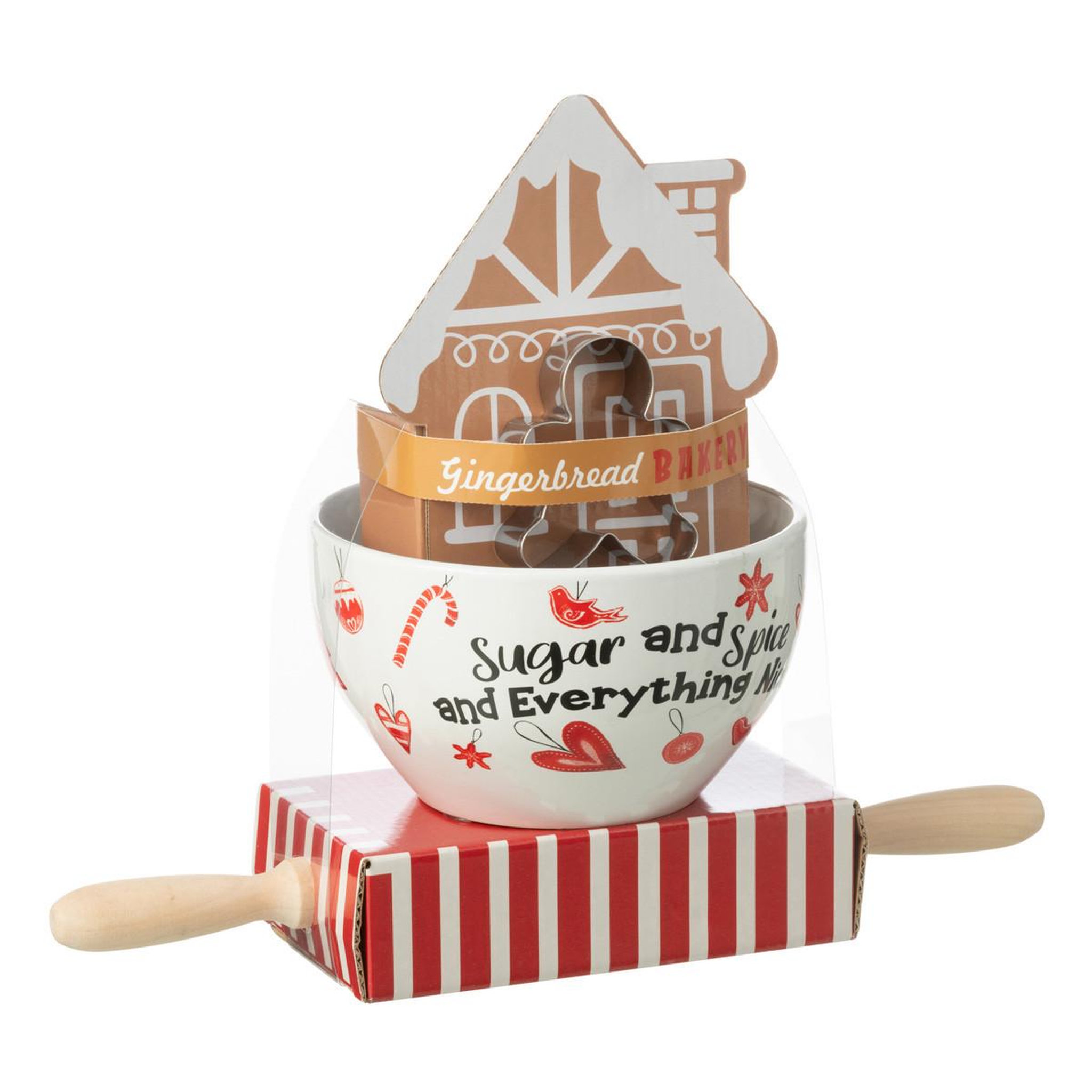 Voir la diapositive 2 : J-LINE Set de pâtisserie de noël  pain d'épice  35cm multicolore