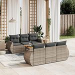 VIDAXL Salon de jardin avec coussins 7 pcs gris resine tressee