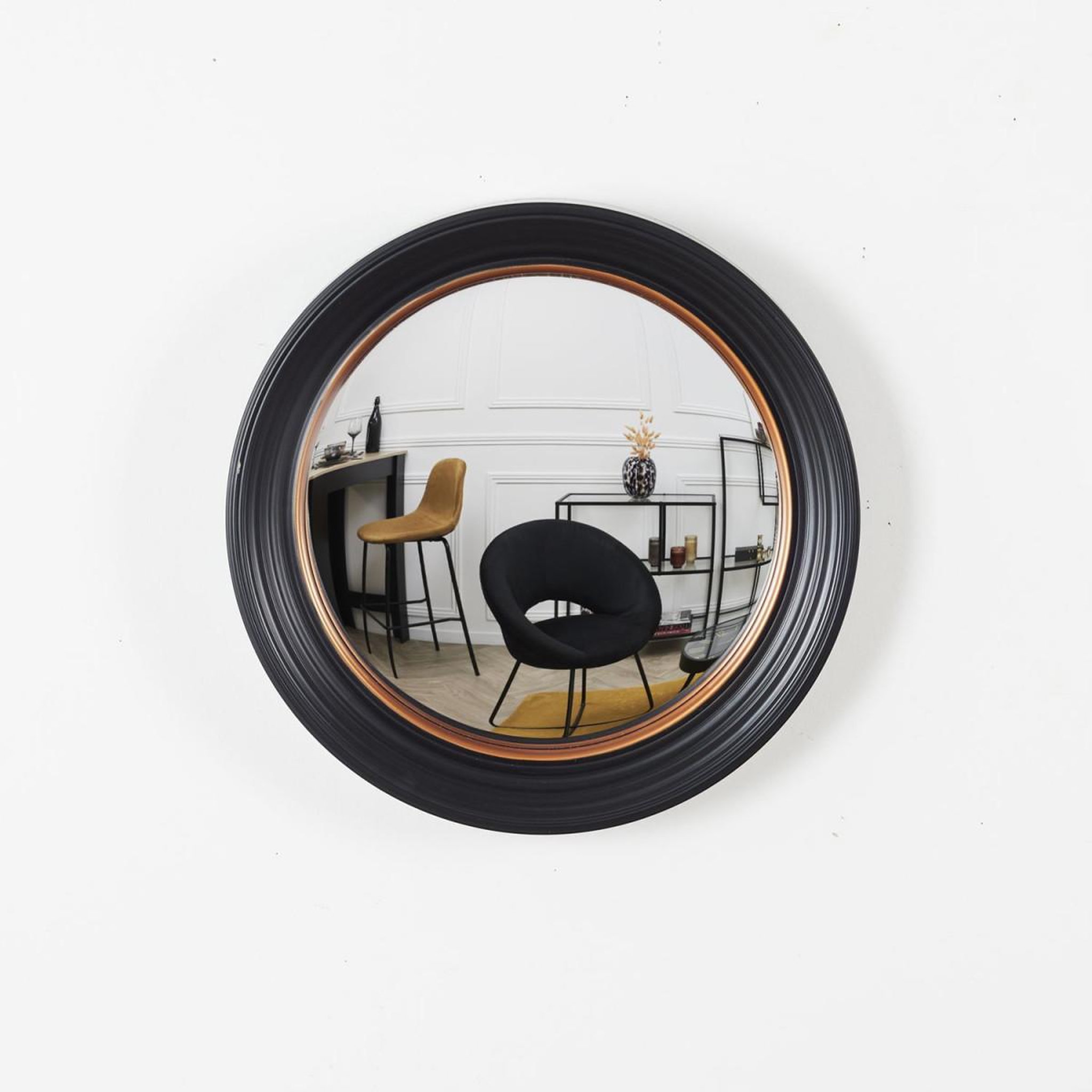 Voir la diapositive 3 : The Home Deco Factory Miroir Déco Rond  Oko  40cm Noir