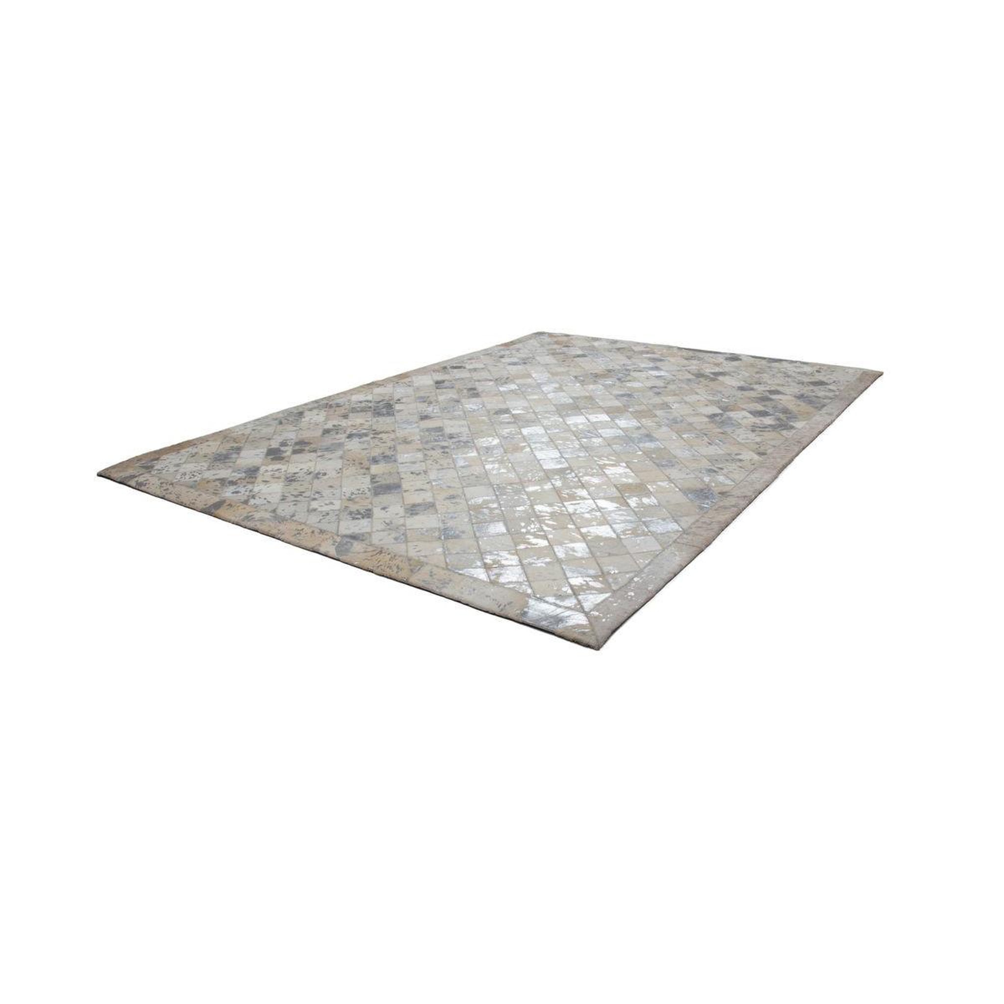 Voir la diapositive 4 : Paris Prix Tapis en Cuir Effet Mosaïque  Lavish  Gris & Argent