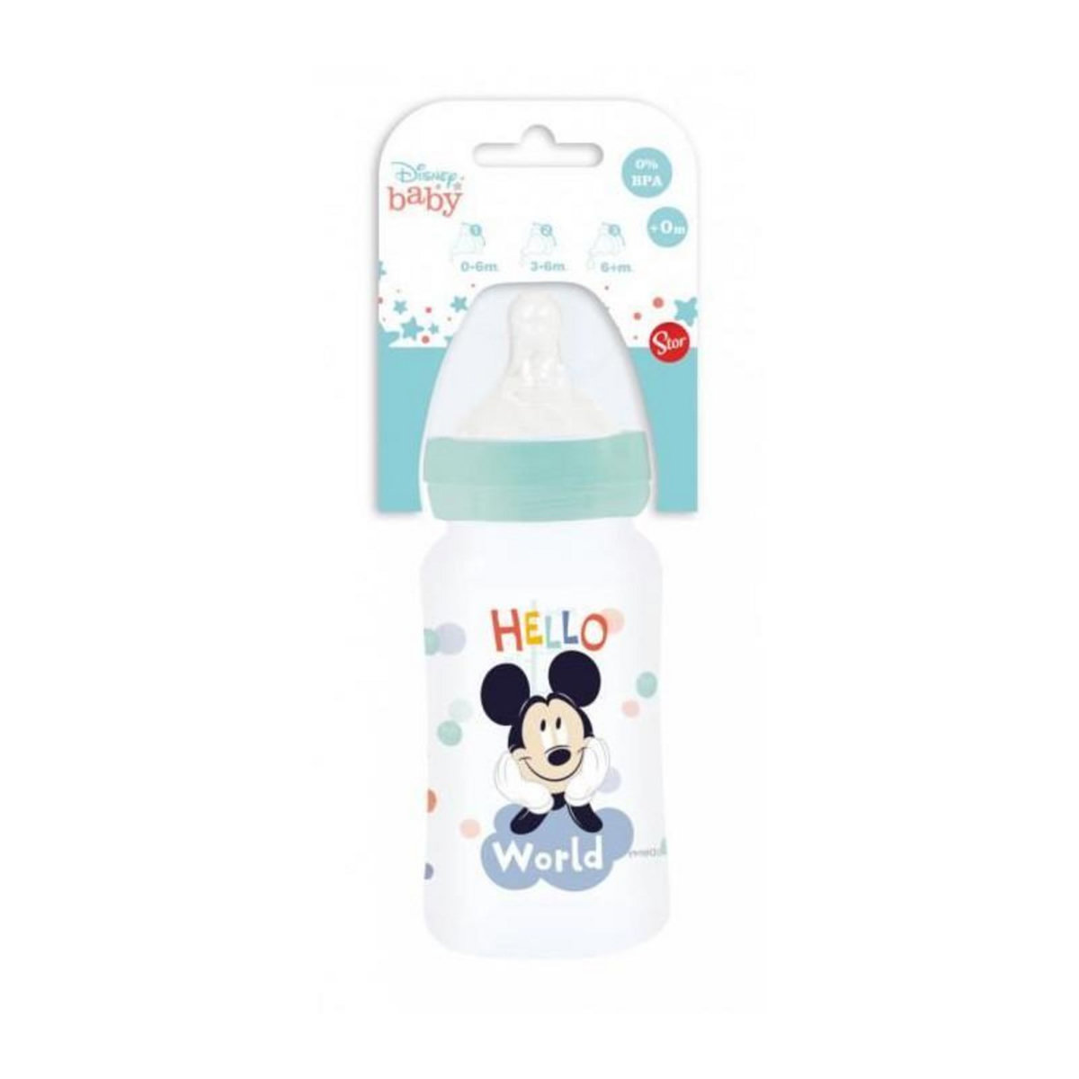 DISNEY BABY Biberon - Disney Baby - Mickey - 240 ml - Sans BPA - Tétine en silicone 3 positions