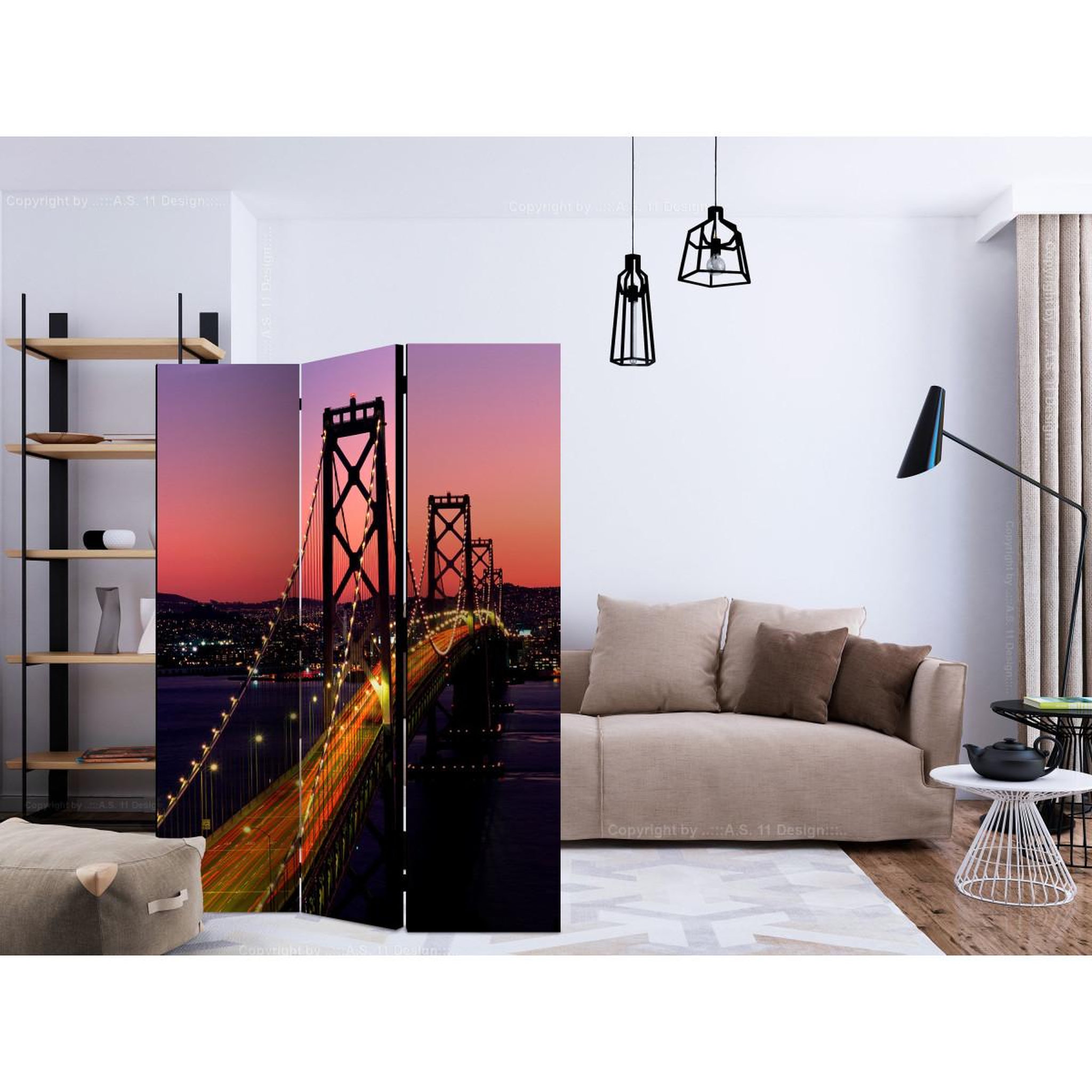 Voir la diapositive 2 : Paris Prix Paravent 3 volets  charming evening in san francisco  135x172cm