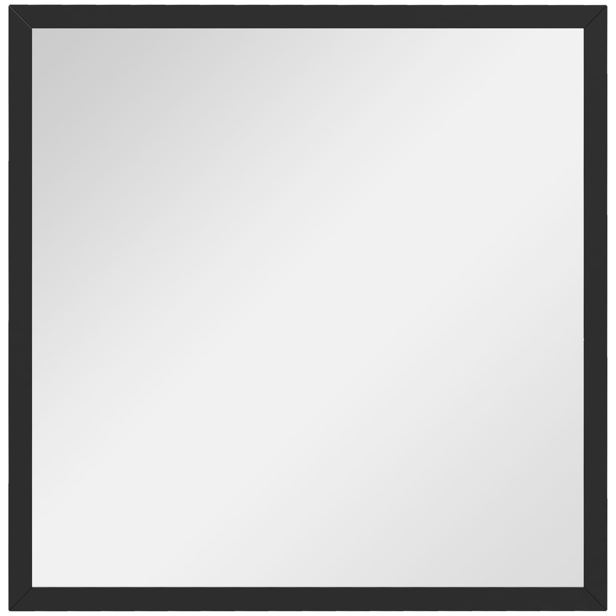 Voir la diapositive 1 : HOMCOM Miroir mural carré dim. 50L x 50H cm cadre bois noir