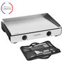Voir la diapositive 1 : LAGRANGE Plancha électrique Pro 65L noir 2 brûleurs à poser, 65x40 cm + kit d'accessoires