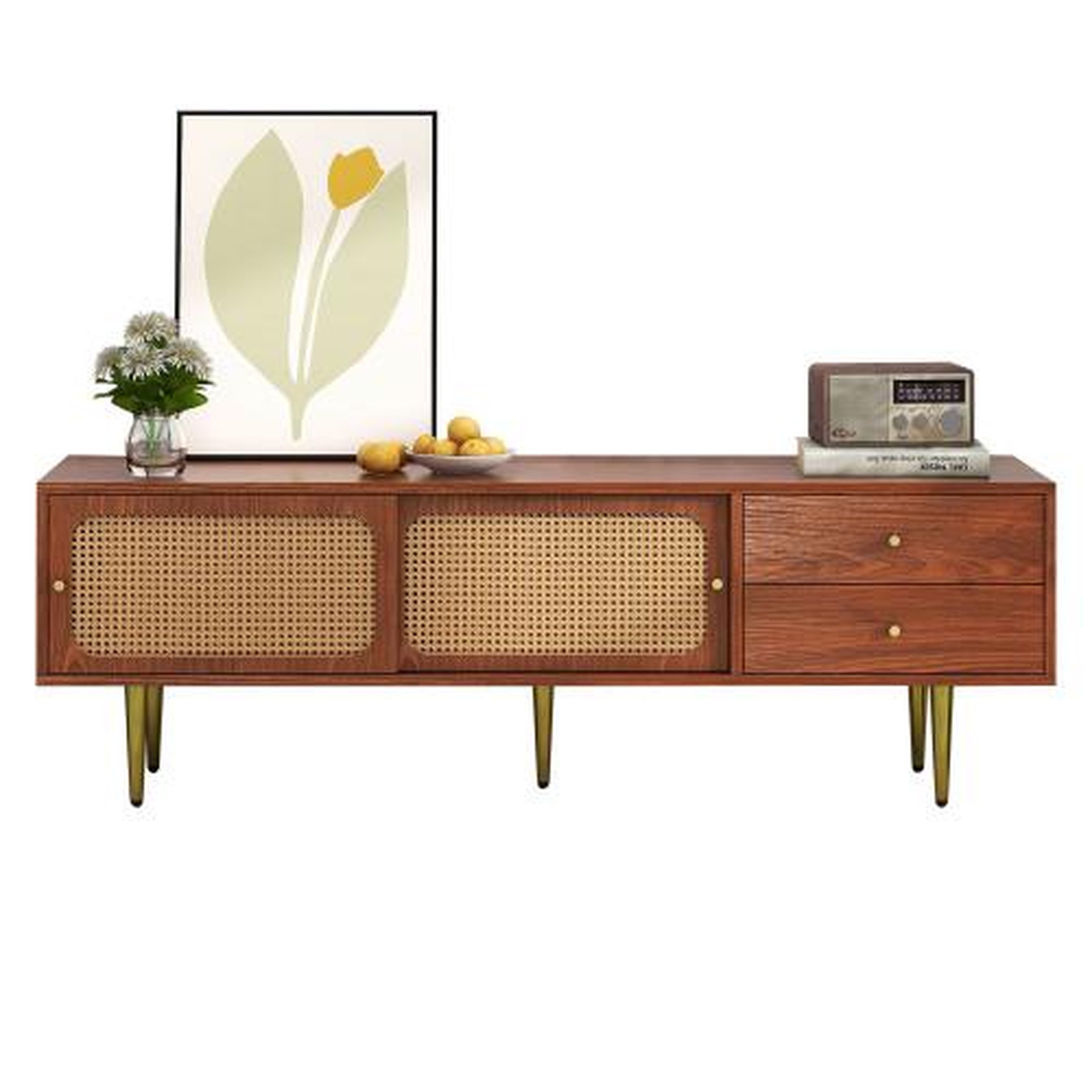 MERAX Meuble tv noyer 160 cm mdf