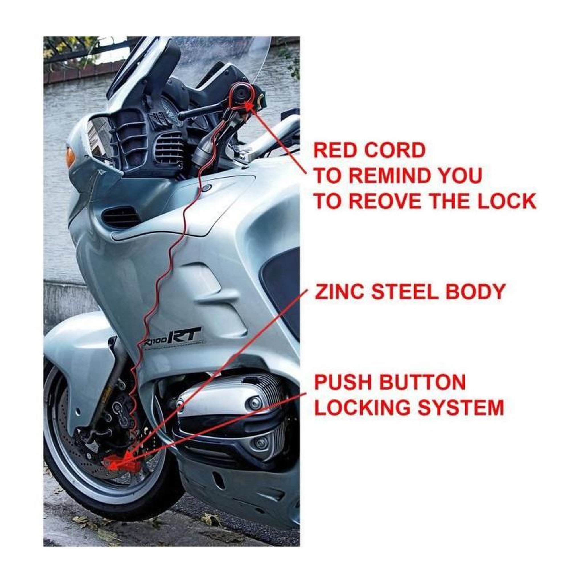 Voir la diapositive 2 : Master lock 8303EURDPS Antivol Moto ou Trottinette Electrique Bloque Disque, Anse 5 cm, Rouge