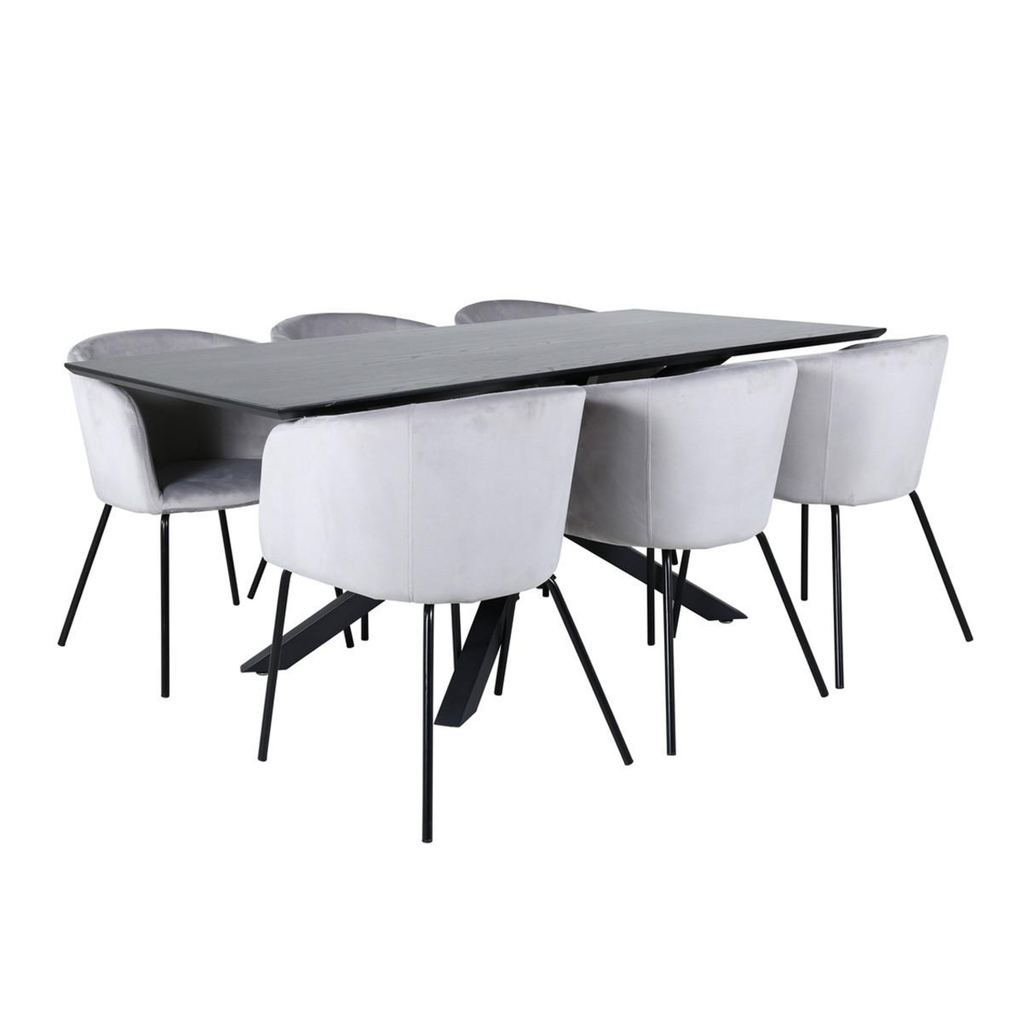 Paris Prix Ensemble table à manger & 6 chaises  piazza & berit  180cm noir & gris