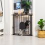 Voir la diapositive 2 : PAWHUT Barrière de sécurité animaux de 76H cm barrière chien chat avec porte fermeture automatique système de double verrouillage fixation par pressionde de 75 à 82 cm acier et ABS noir