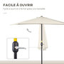 Voir la diapositive 6 : OUTSUNNY Demi parasol - parasol de balcon 5 entretoises métal - 2,93 x 1,5 x 2,49 m - polyester haute densité crème