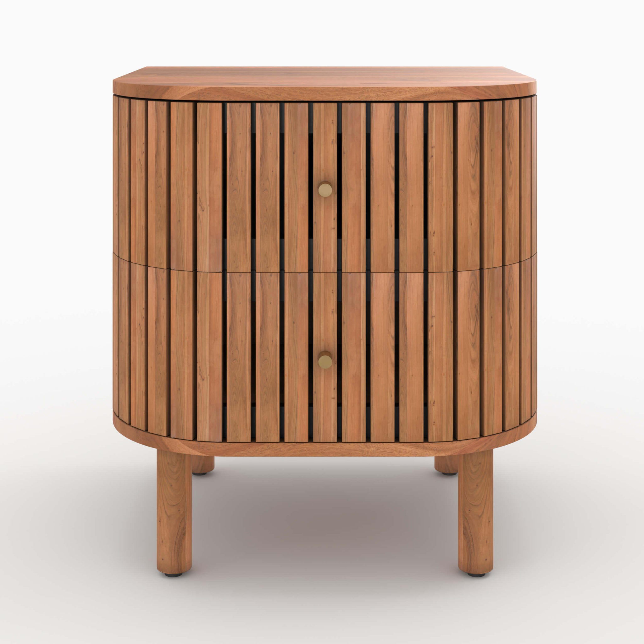 MAISON PAVANE Table de chevet  en bois d'acacia 2 tiroirs-paola