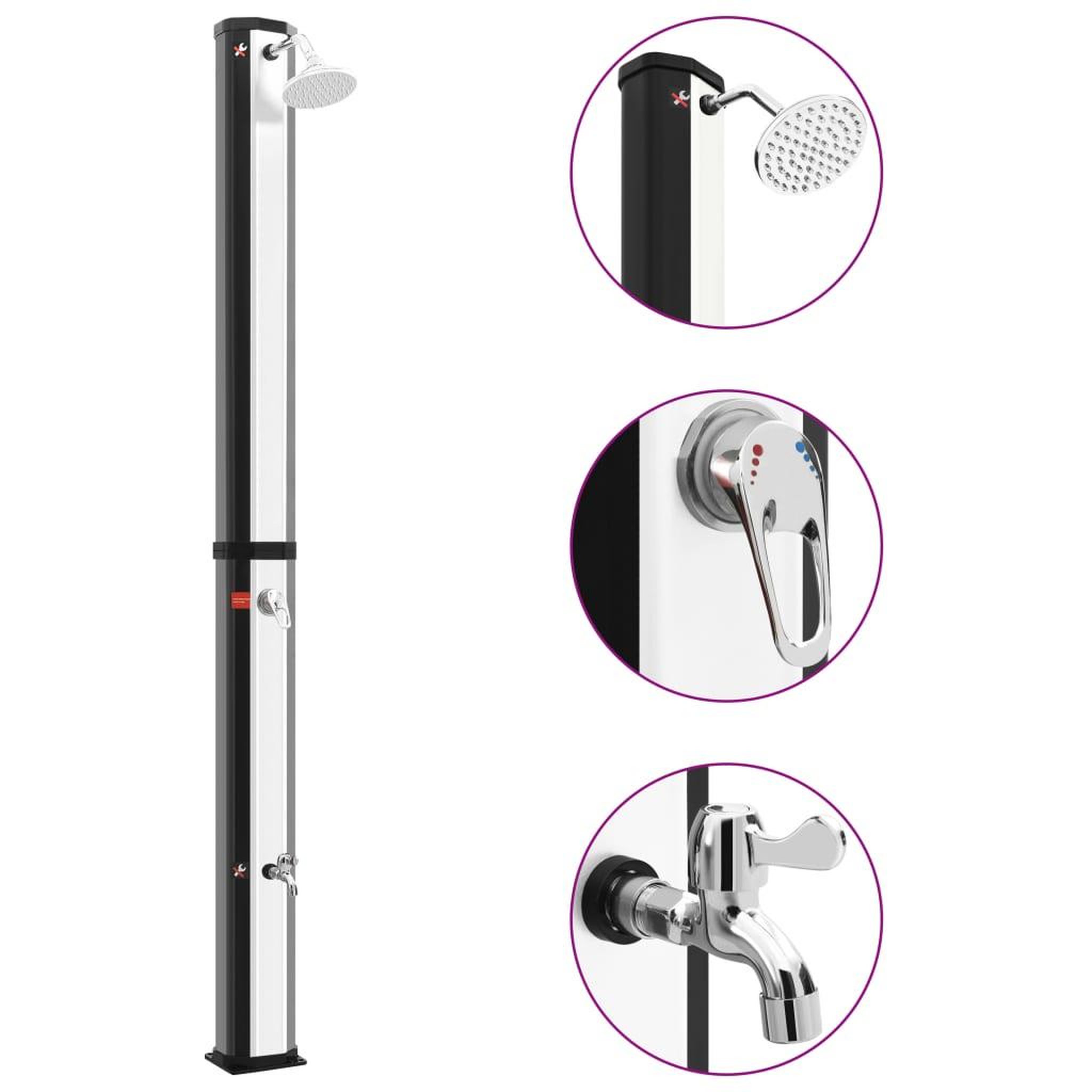 Voir la diapositive 1 : VIDAXL Douche solaire d'exterieur avec pomme de douche et robinet 35 L