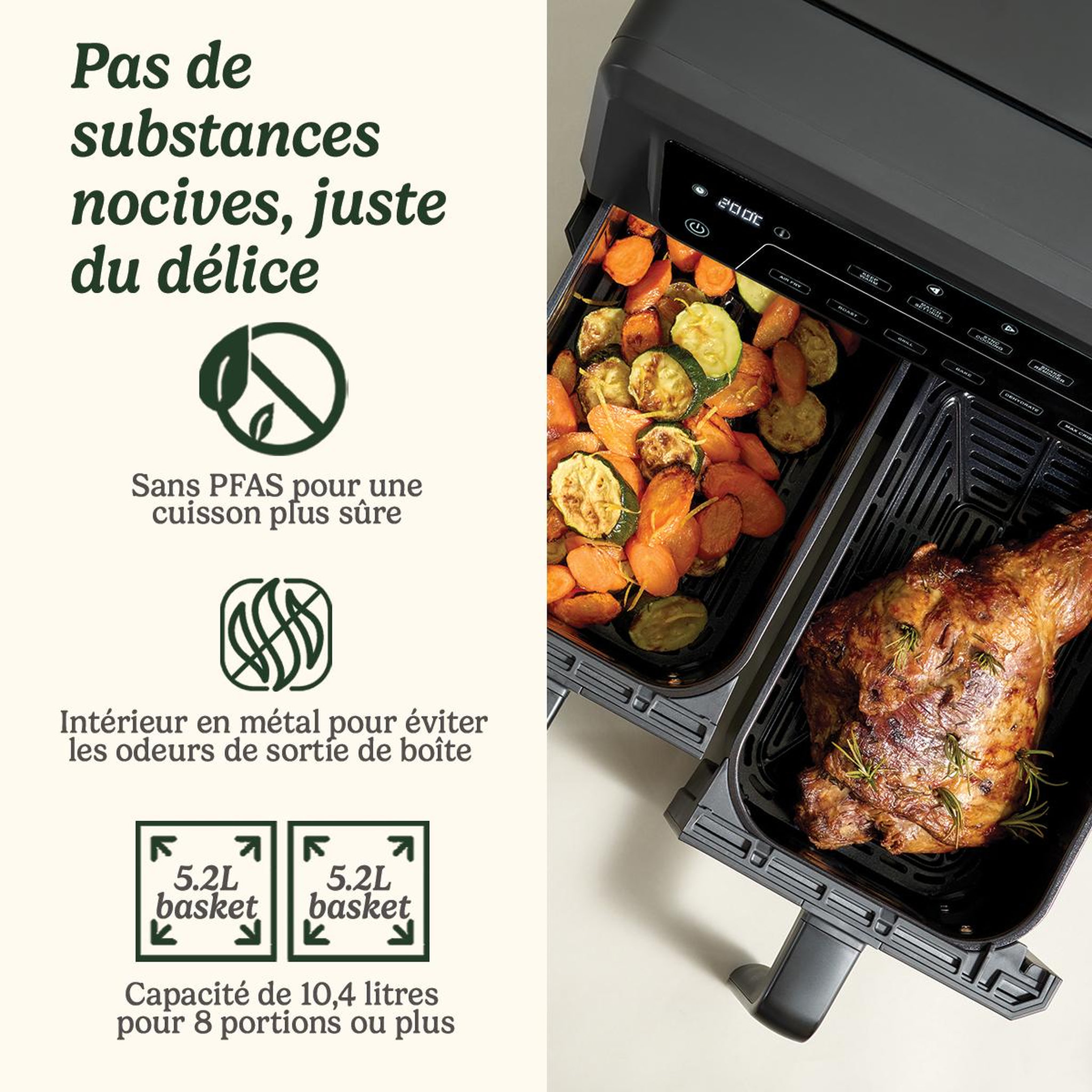 Voir la diapositive 2 : Cuisinart Friteuse sans huile 10,4l 2400w noir - afd10oble
