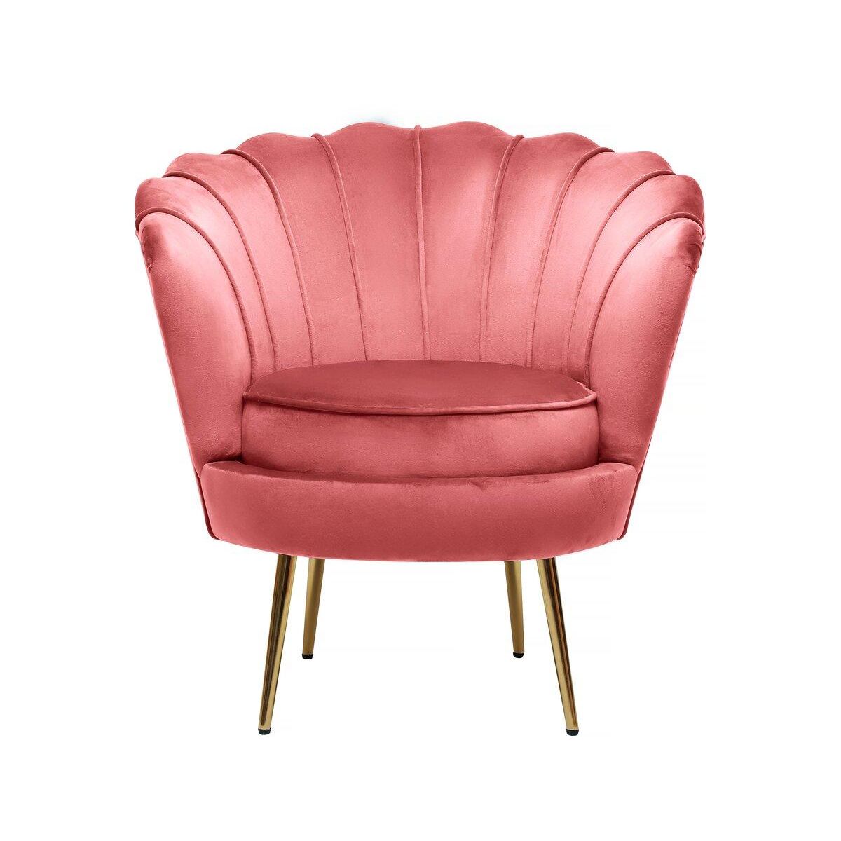 Habitat et Jardin Fauteuil velours  Floria  - 70 x 73 x 76 cm - Rose