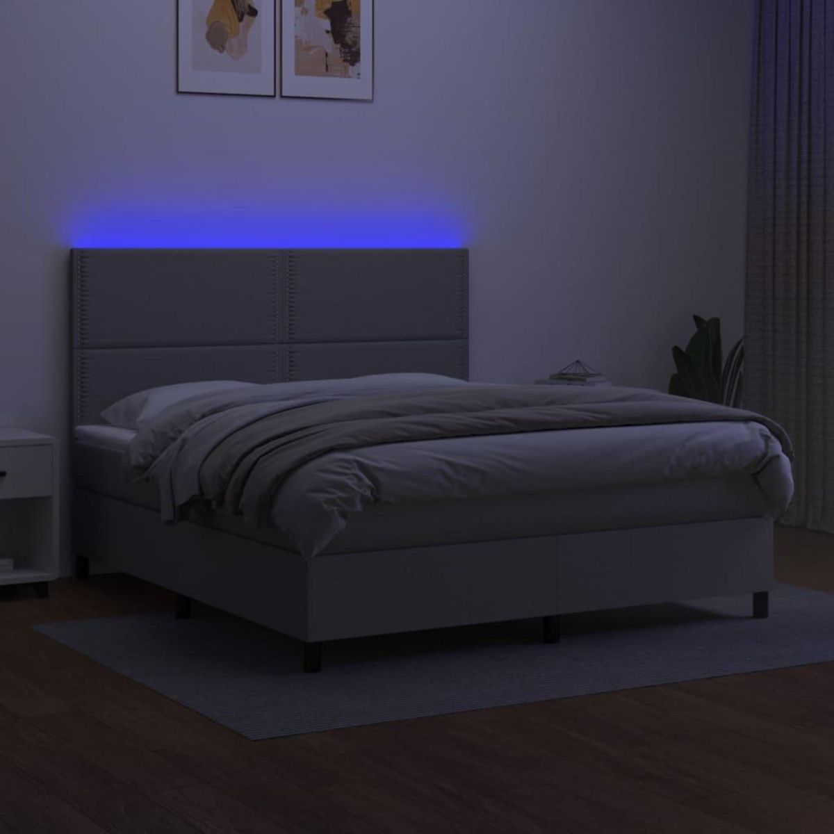 VIDAXL Sommier a lattes de lit et matelas et LED Gris clair 180x200 cm