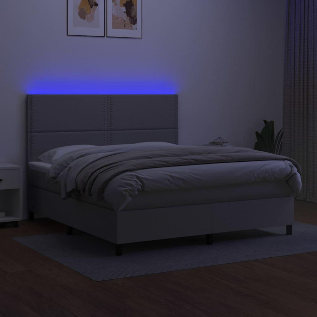 VIDAXL Sommier a lattes de lit et matelas et LED Gris clair 180x200 cm