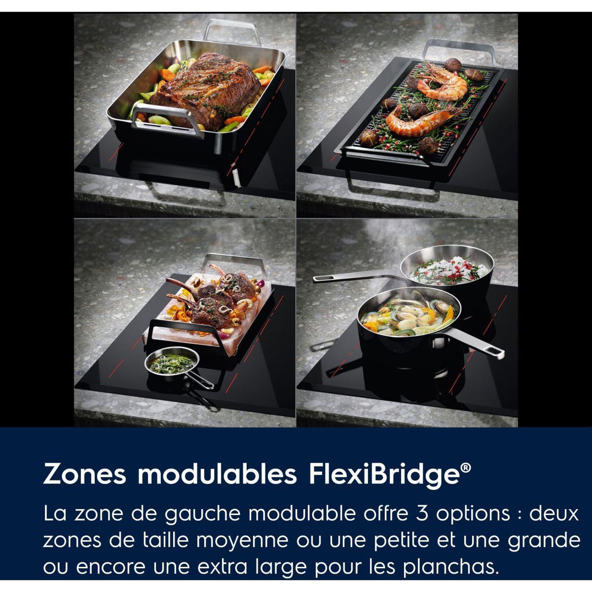 Voir la diapositive 4 : ELECTROLUX Plaque induction EIV95550 Flex90 H2H, Grande Zone Flexible Flex
