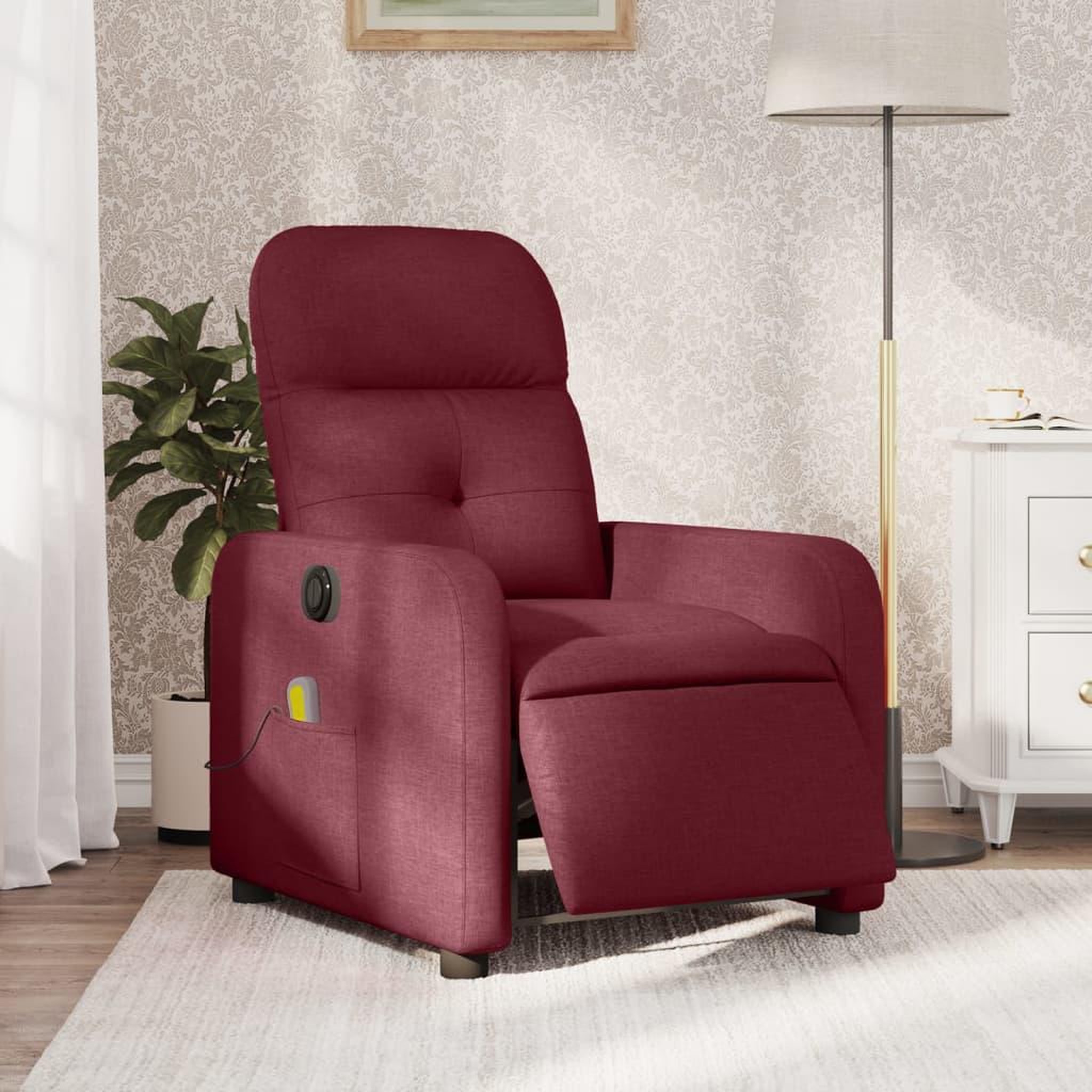 VIDAXL Fauteuil de massage inclinable electrique Rouge bordeaux Tissu