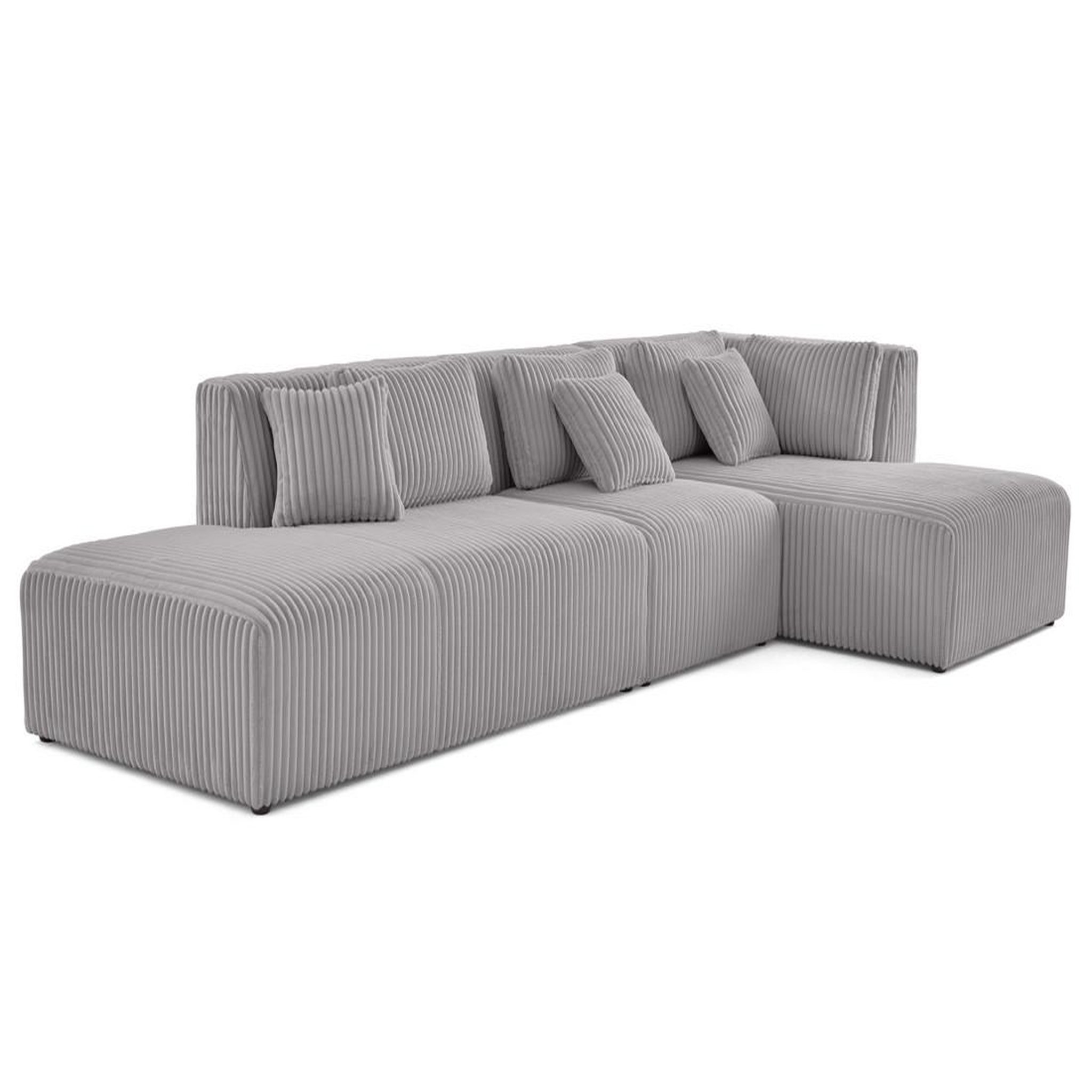 Voir la diapositive 2 : LISA DESIGN Victoire - canapé modulable d'angle droit 5 places en velours côtelé grosses côtes
