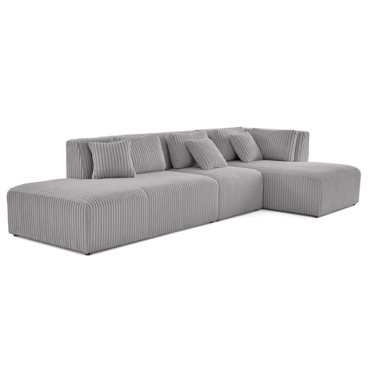 LISA DESIGN Victoire - canapé modulable d'angle droit 5 places en velours côtelé grosses côtes