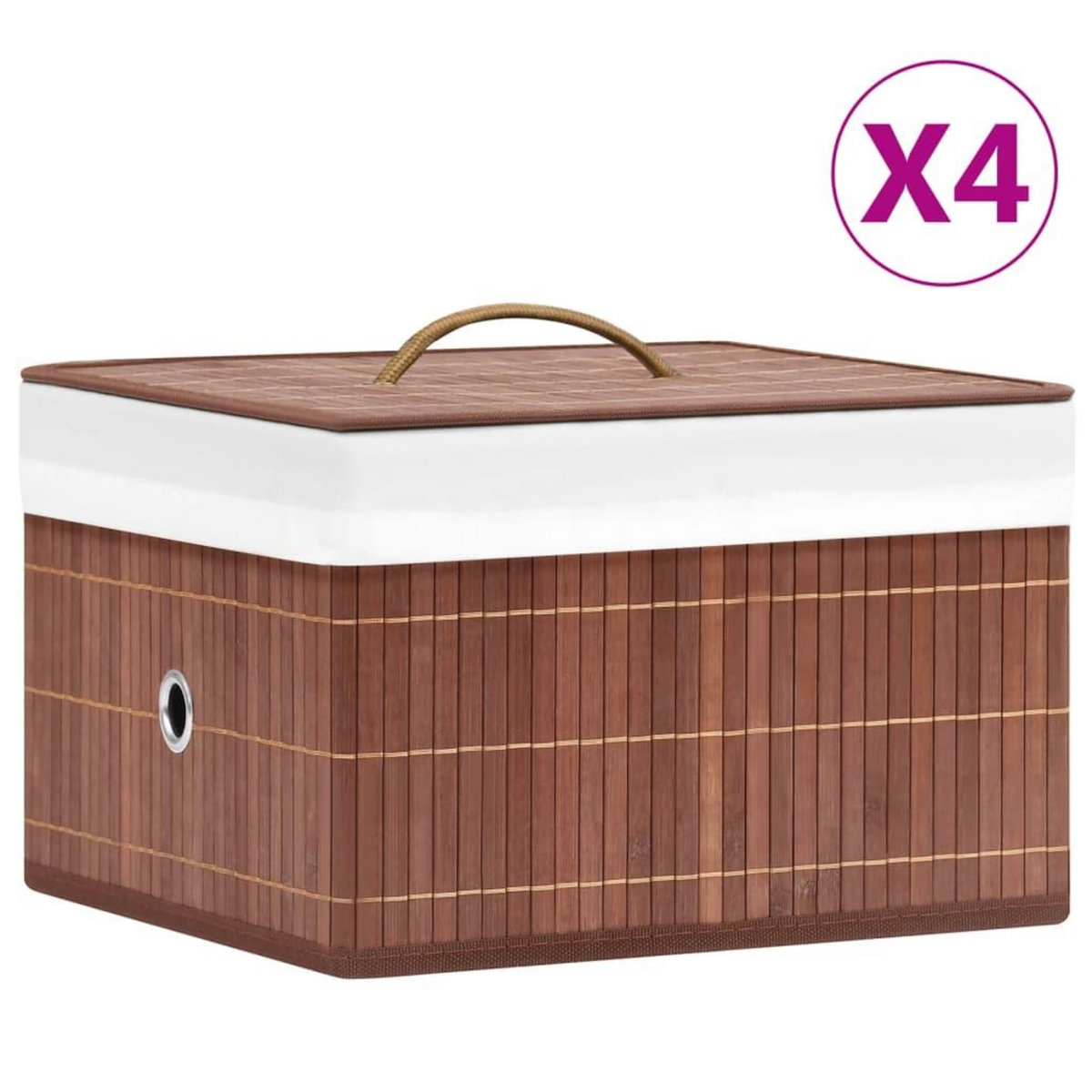 VIDAXL Boîtes de rangement en bambou 4 pcs Marron