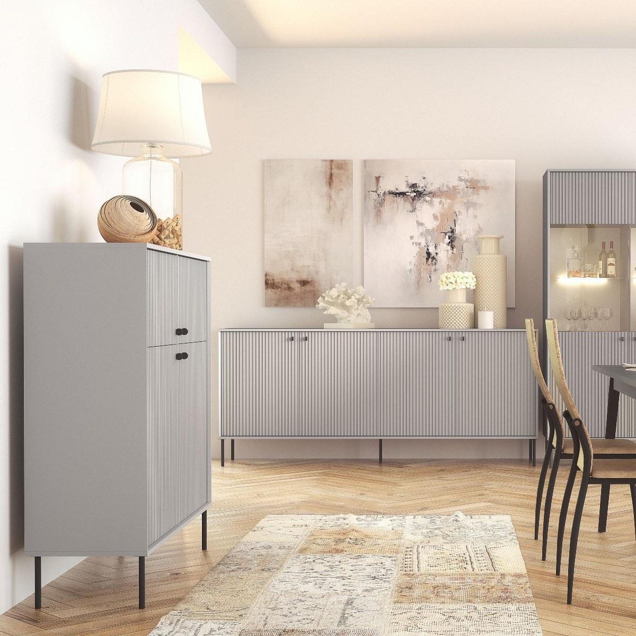 Voir la diapositive 3 : JLC KREATION Meuble de rangement moderne gris 2 portes simy