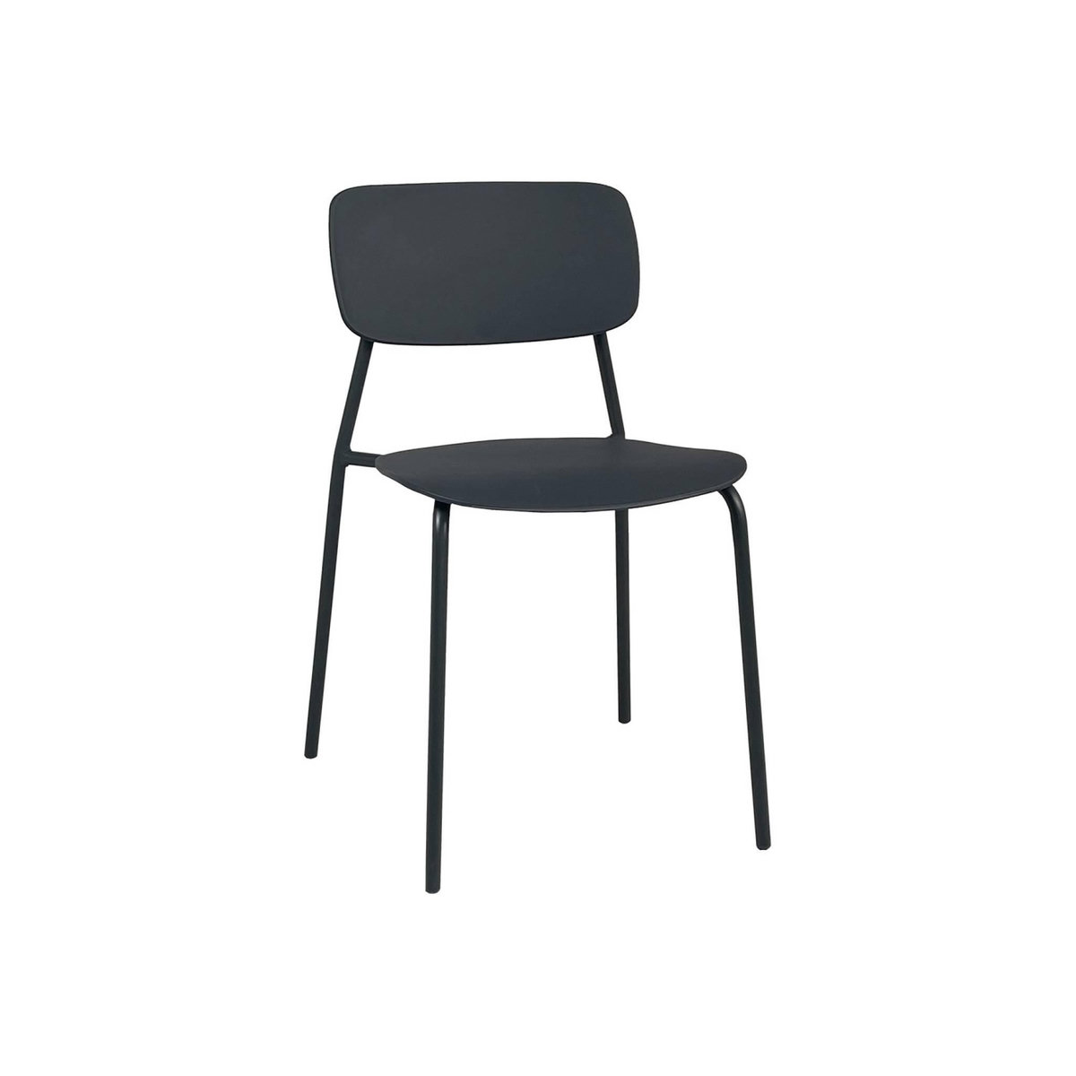 SWEEEK Lot de 4 chaises de jardin empilables acier et plastique anthracite - Liva