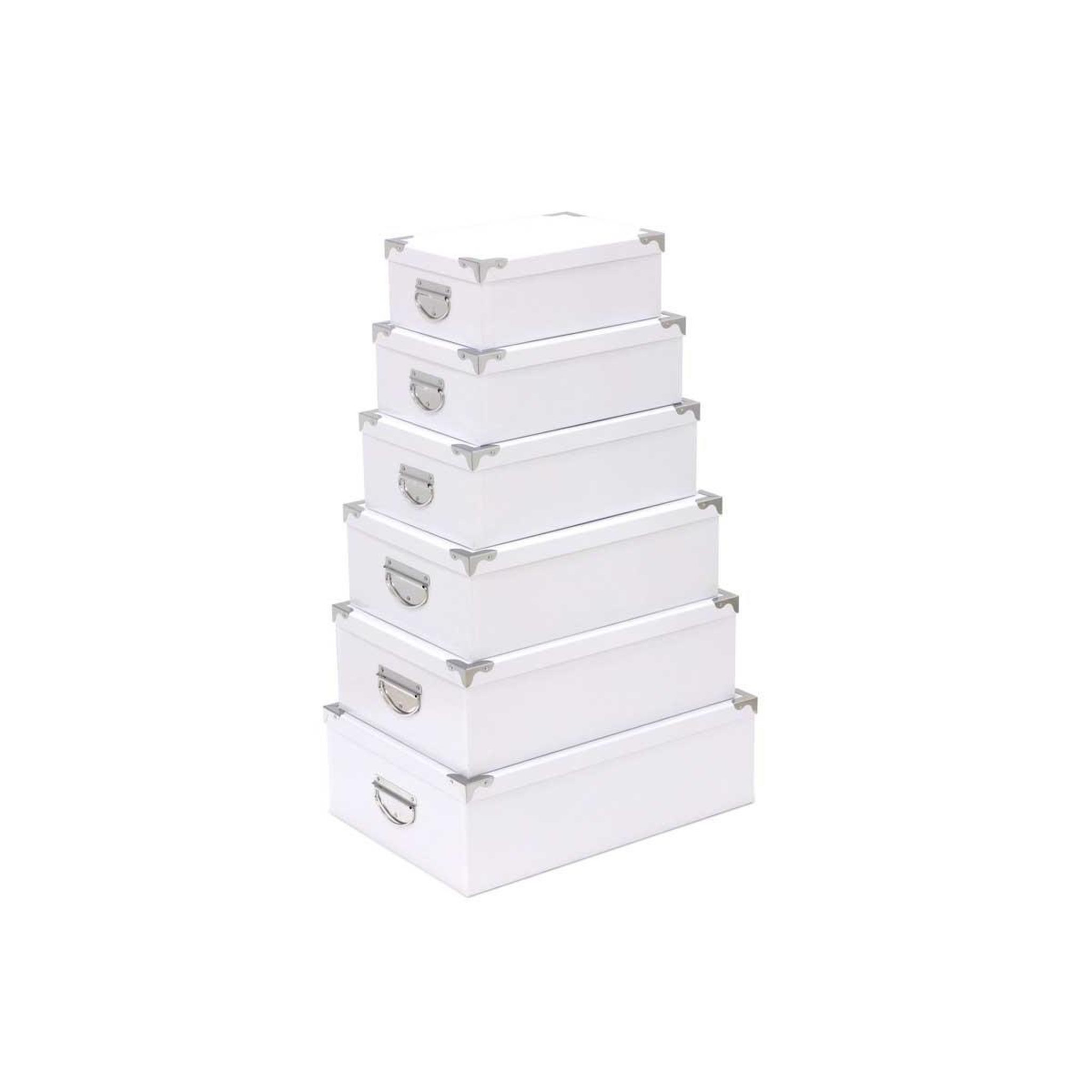 Voir la diapositive 6 : ATMOSPHERA Lot de 6 boîtes de rangement  uni  48cm blanc