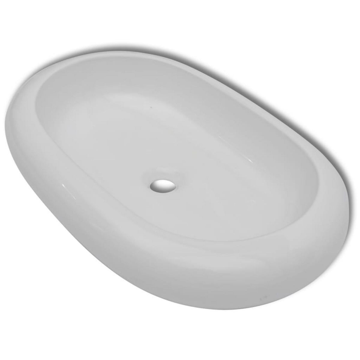 VIDAXL Lavabo en forme ovale Ceramique 63 x 42 cm Blanc