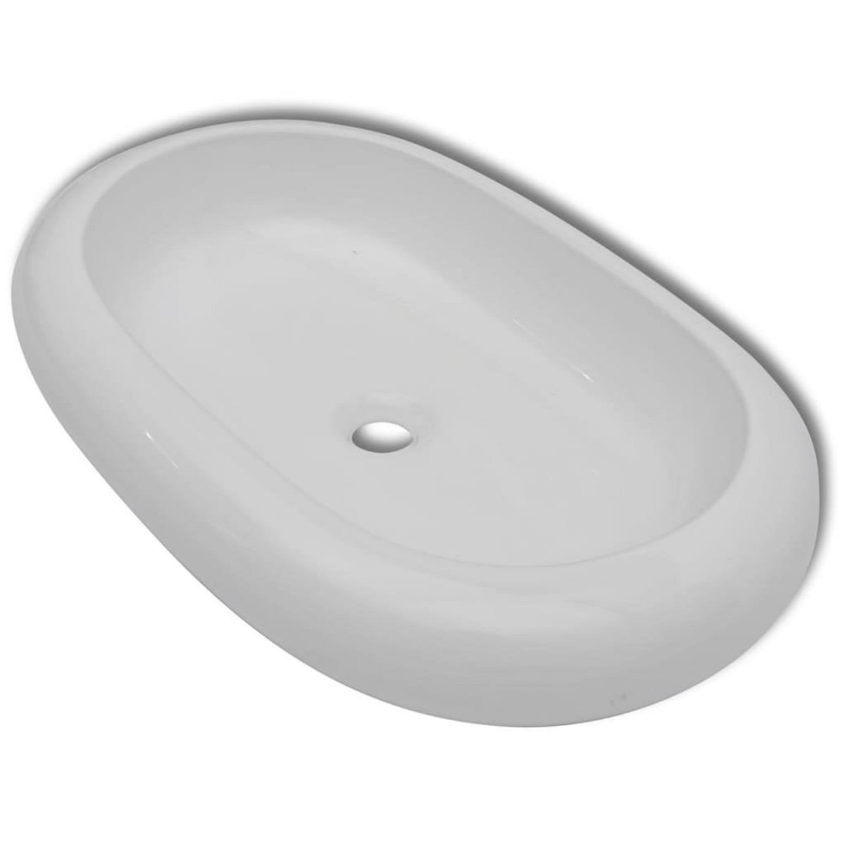 VIDAXL Lavabo en forme ovale Ceramique 63 x 42 cm Blanc