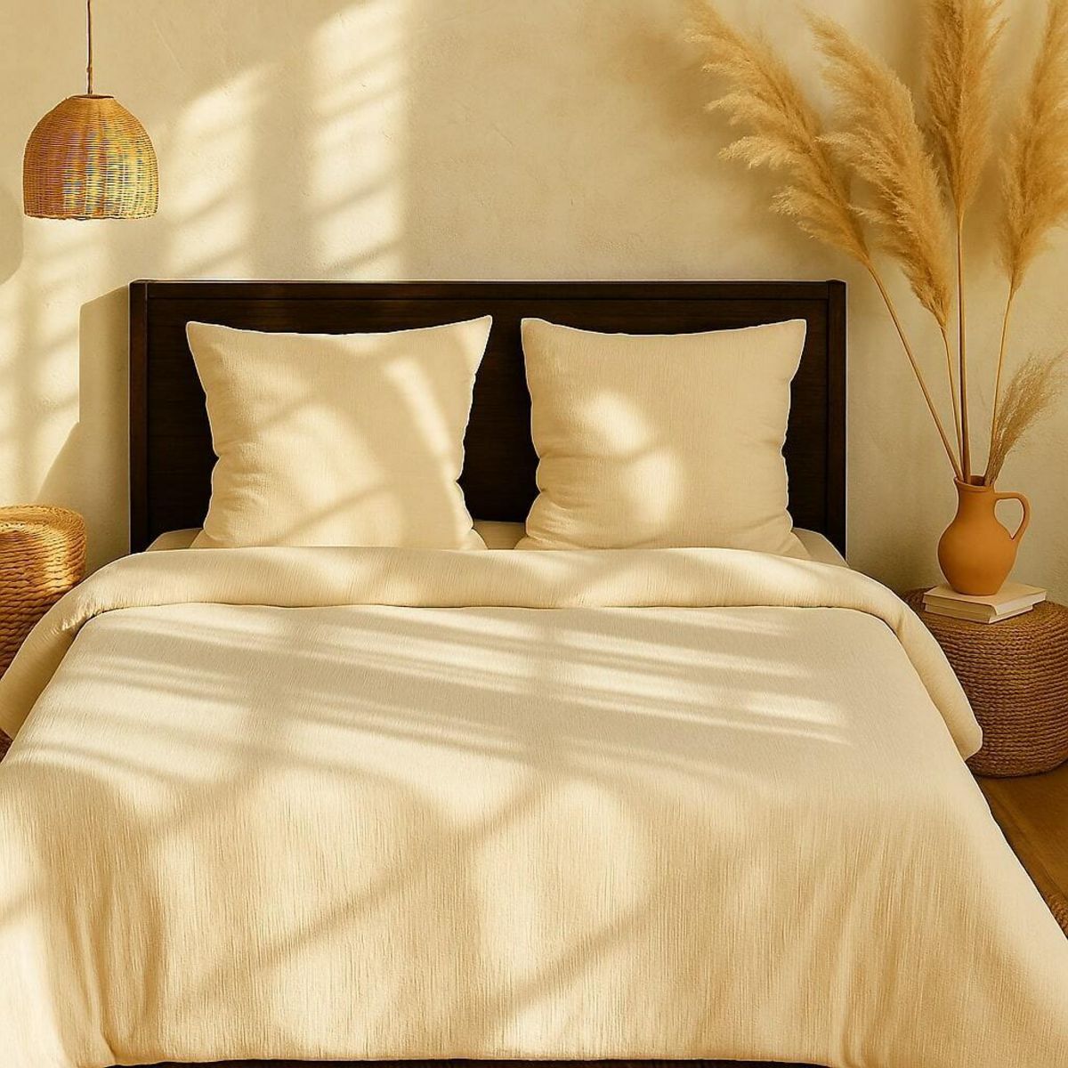 Les Ateliers du Linge Parure Gaze De Microfibre 240x220cm Ecru Naturel