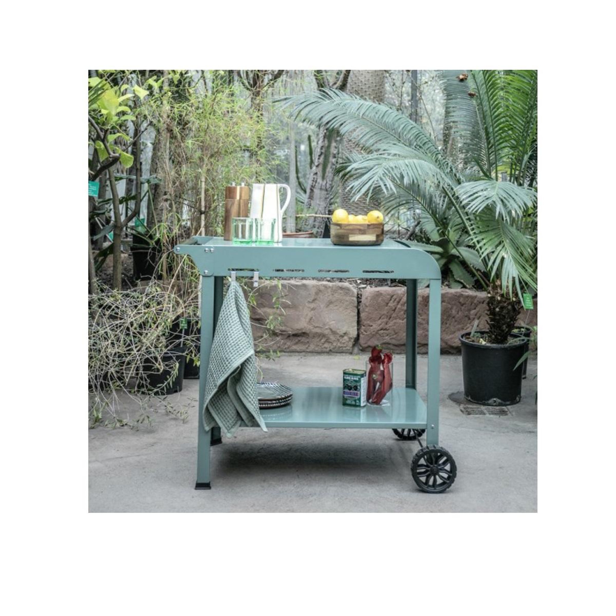 Voir la diapositive 3 : LIVOO Desserte kaki 91.5x50.2x80cm - gs168v