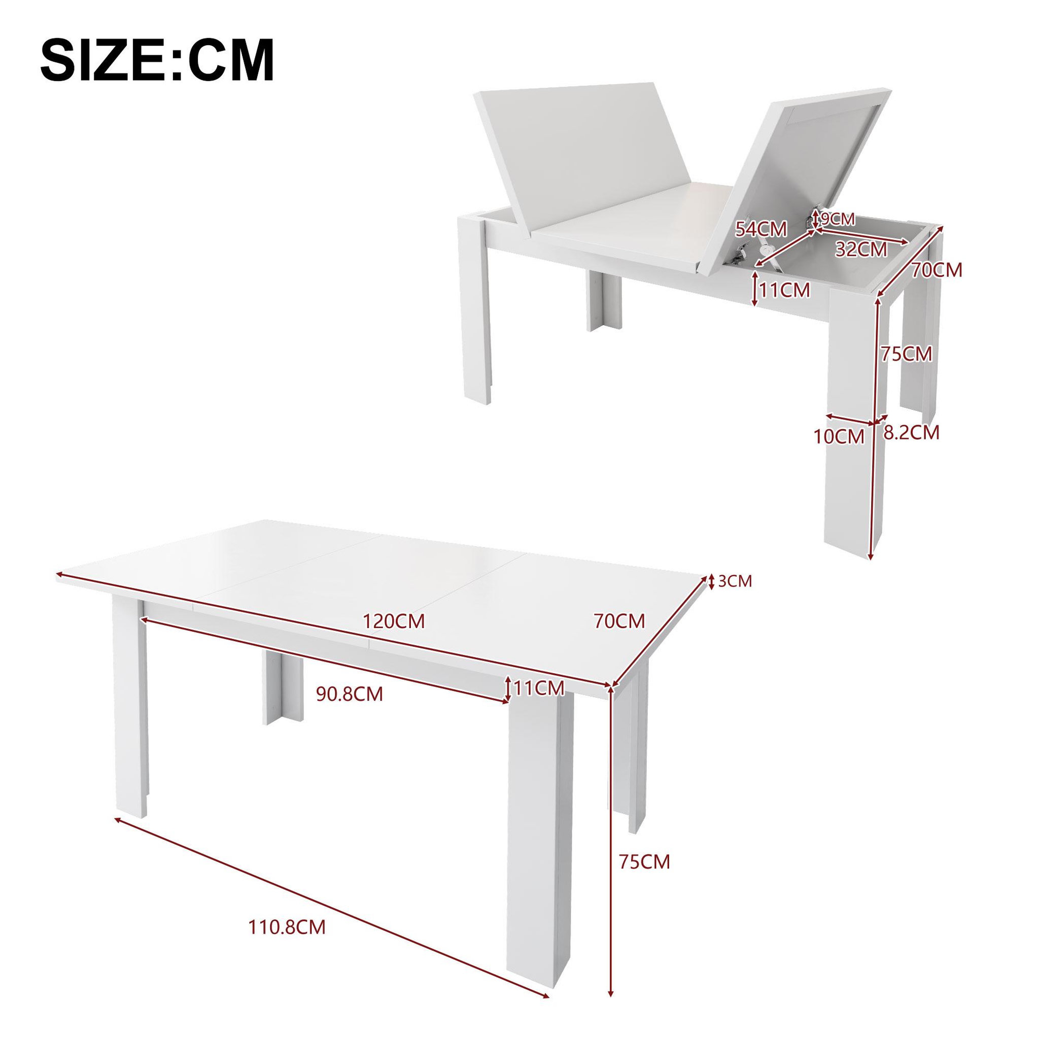 Voir la diapositive 3 : MERAX Table à manger rectangulaire fixe blanc-70x120-120max.cm mdf