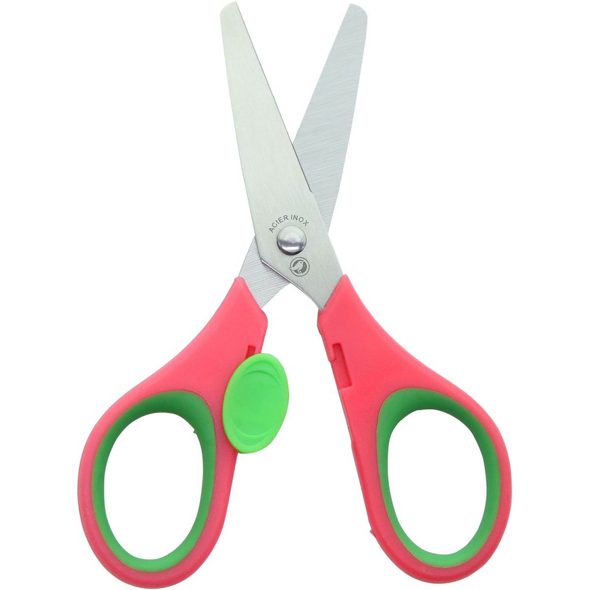 Voir la diapositive 2 : AUCHAN Paire de ciseaux bouts ronds 12 cm sécurité droitier coloris aléatoire
