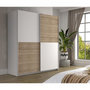 Voir la diapositive 2 : MARKET24 Armoire 2 portes coulissantes - Panneaux de particules - Décor chene et blanc - L 170,3 x P 61,2 x H 190,5 cm - ULOS