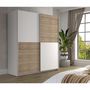 Voir la diapositive 2 : MARKET24 Armoire 2 portes coulissantes - Panneaux de particules - Décor chene et blanc - L 170,3 x P 61,2 x H 190,5 cm - ULOS