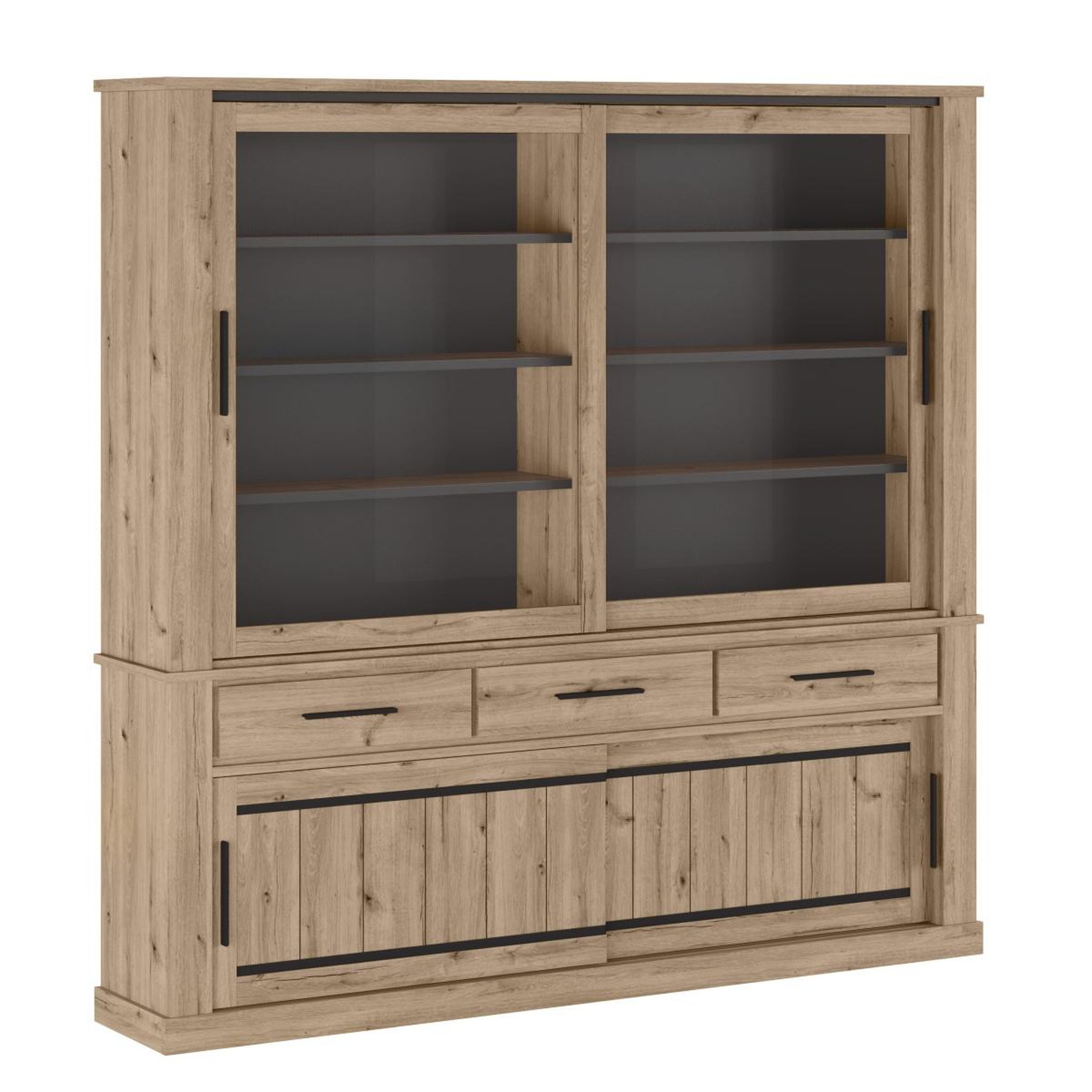 JLC KREATION Vaisselier vitré en bois avec portes coulissantes kamelia