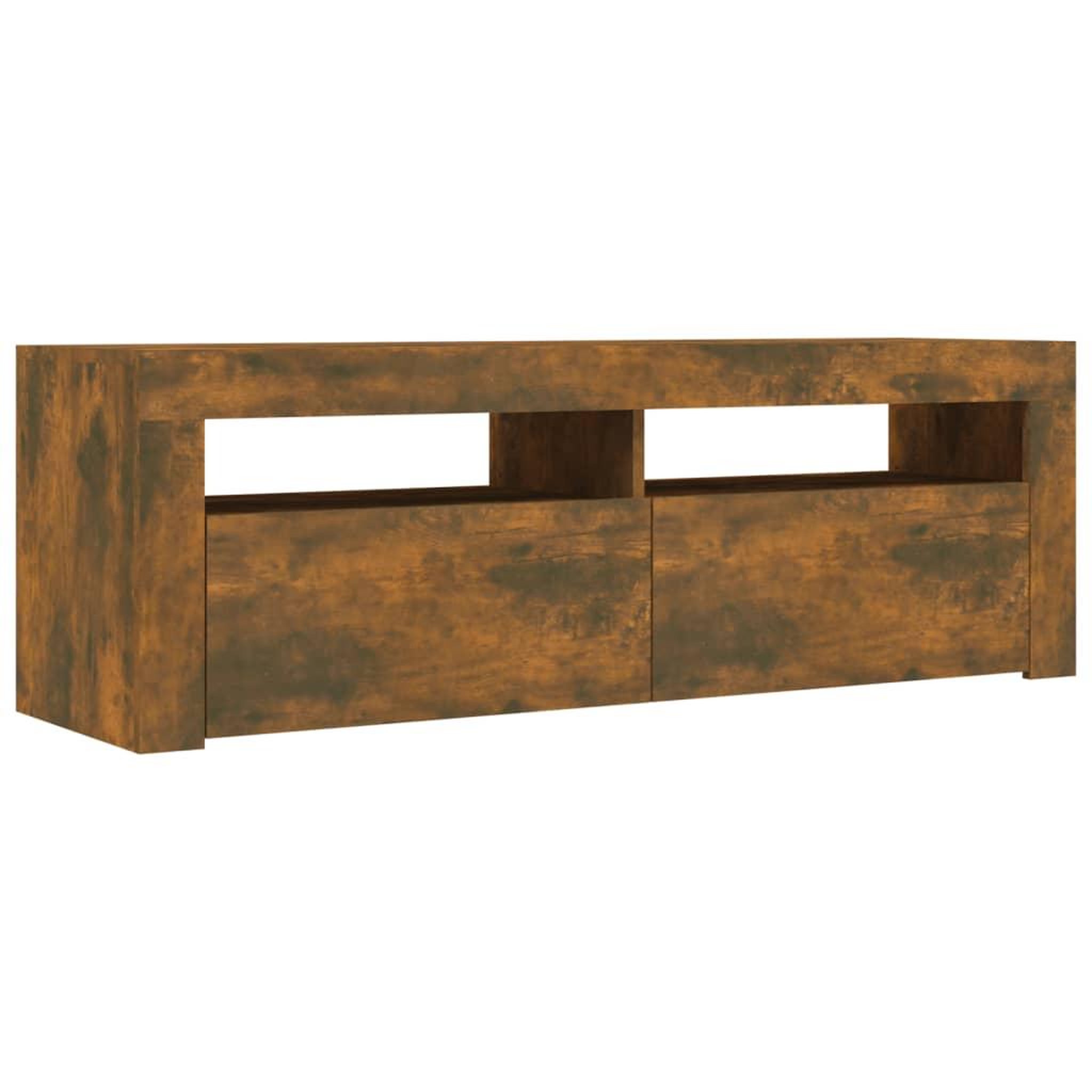 Voir la diapositive 3 : VIDAXL Meuble TV avec lumieres LED Chene fume 120x35x40 cm