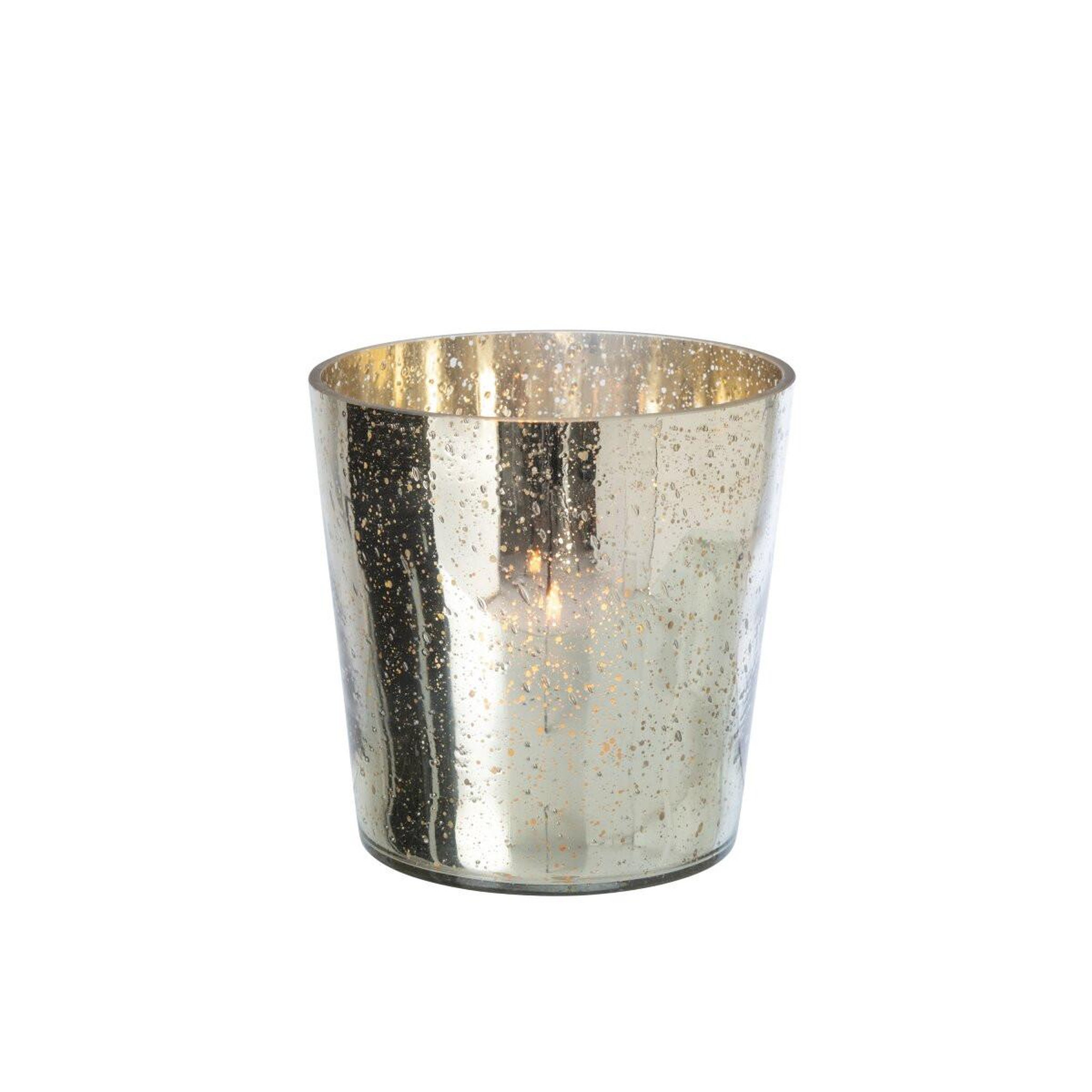 Voir la diapositive 2 : J-LINE Photophore design en verre  ember  22cm argent