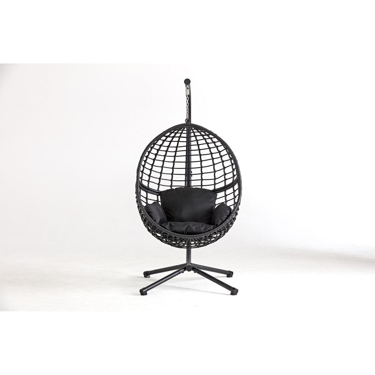 CONCEPT USINE Fauteuil suspendu en résine tressée noir AUROA